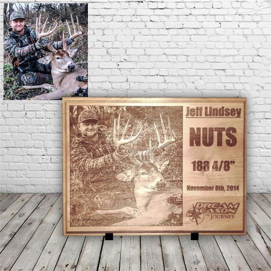 Hunting Photo Engraved on Wood Plaque – Hint's Laser Engraving